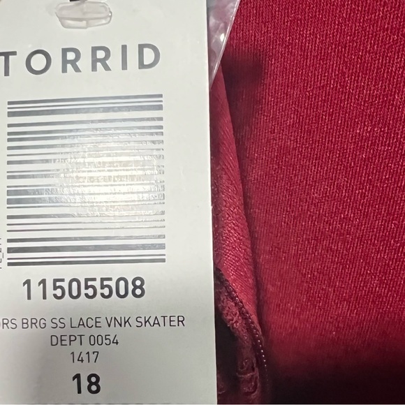 Torrid Red Lace V-Neck Skater Dress, New with Tags - Picture 8 of 9